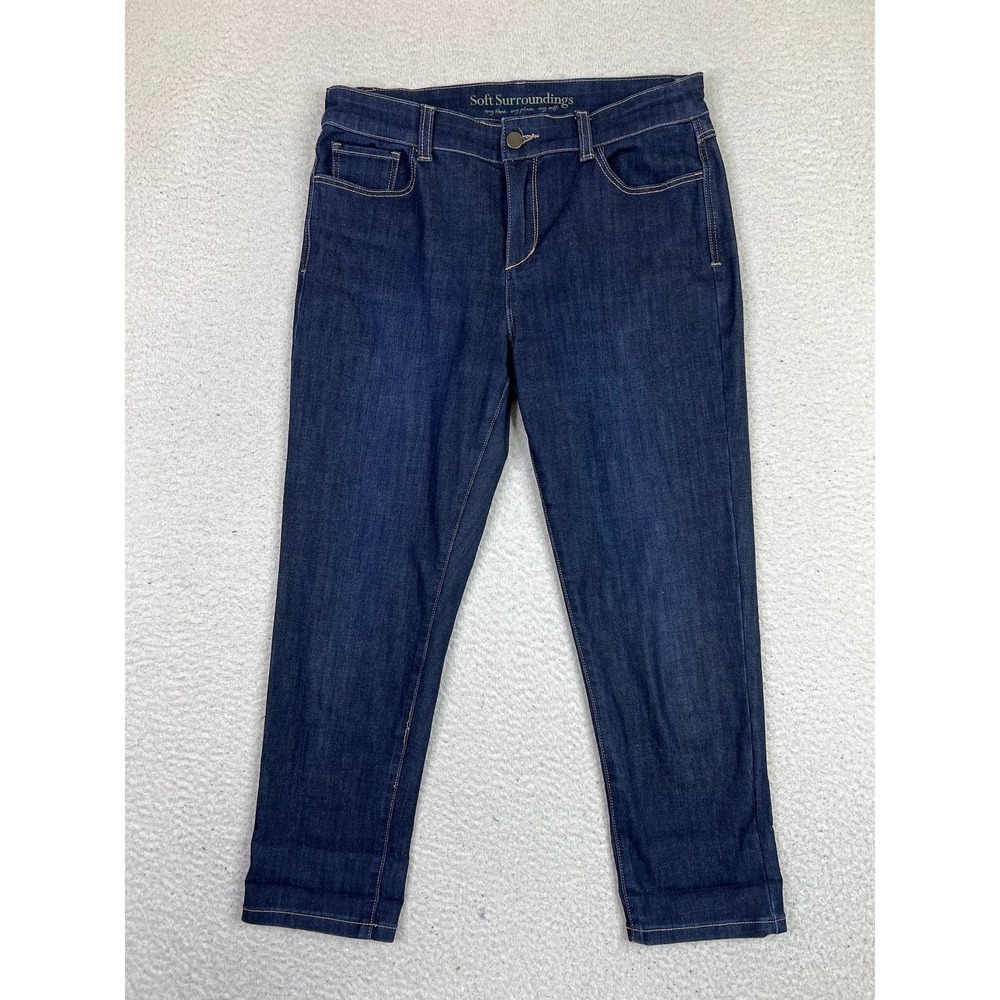 Soft‎ Surroundings Jeans Womens 10 Blue Dark Wash Mid Rise Skinny Ankle Stretch